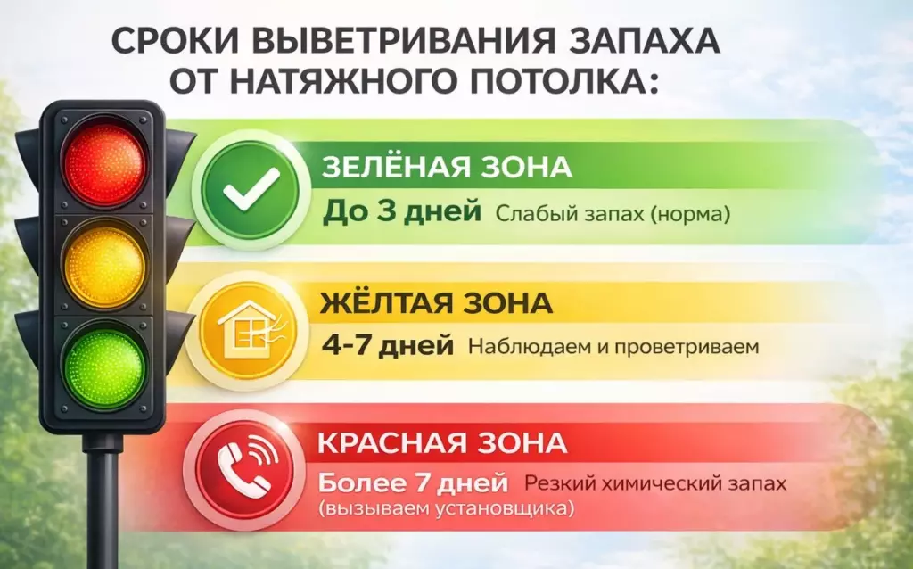 Светофор нормы запаха натяжных потолков